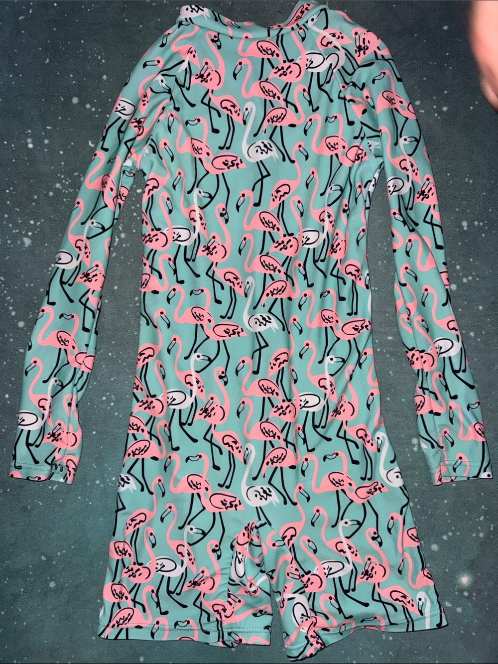 Girls' Flamingo Print Long Sleeve swimsuit one piece - Pink & Aqua 4 5 yo